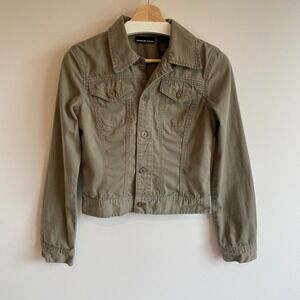 DKNY Jeans Olive Green Utility Jacket Women's XS‎ Lightweight Canvas Trucker